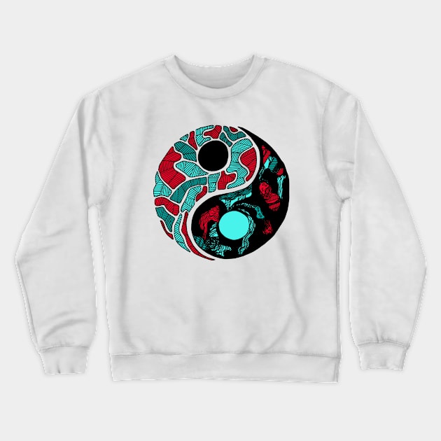 Turqred Abstract Yin Yang Crewneck Sweatshirt by kenallouis